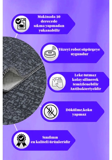 Lüle Halı Düz Renk Kaymaz Taban Yolluk Halı Bnynantrasit1