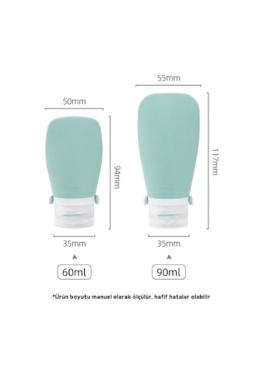 Silikon Seyahat Dağıtım Şişesi Seti-90ml 4'lü Set