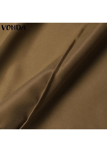 Vonda Kadın Cep A Etek Fermuar Düz Renk Uzun Yarım Etek Yeşil