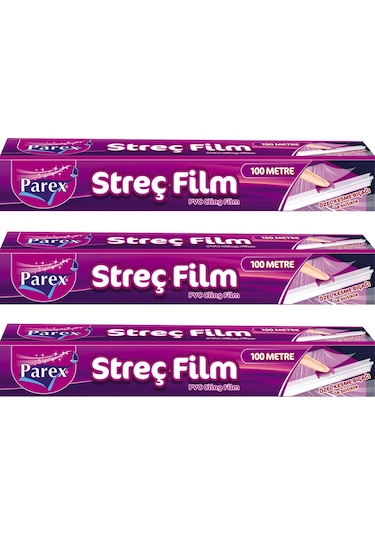 Kesme Bıçaklı 100m Streç Film Üçlü Paket