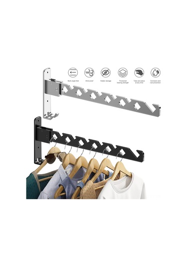 Yaleker Duvar Tipi Çekirdekli Kurutma Rafı - Açılır-kapanır, Açı Ayarlanabilir, Yüksek Dayanıklı - Banyo, Balkon, Çamaşır Odası İçin Siyah Siyah