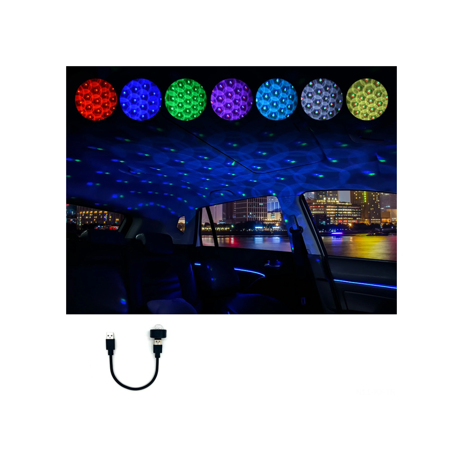 Kangvka Araç Ve Ev İçin Rgb Renkli Led Işık Projeksiyonu - D1 Esnek Hortumlu Döngüsel Renk Değiştirme Fonksiyonu Siyah