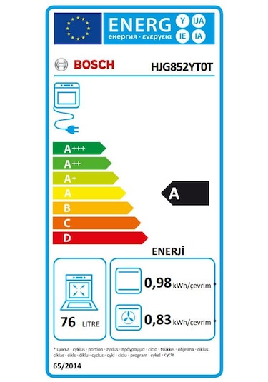 Bosch HJG852YT0T Ankastre Fırın Düz Siyah
