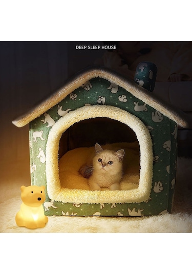 Sunskyy Sunskyy Ev Tipi Evrensel Çıkarılabilir Ve Yıkanabilir Pet Köpek Kedi Yatağı Pet Malzemeleri, Boyut: S Pembe Yıldızlı Gökyüzü + Battaniye Diğer