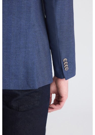 D's Damat Ds Damat Regular Fit Lacivert Armürlü Kumaş Ceket 5hc04ım09488m 101