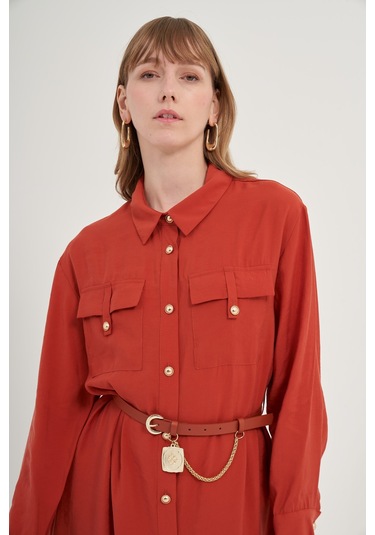 Ftz Modal Elbise Bakır 31016 Bakır