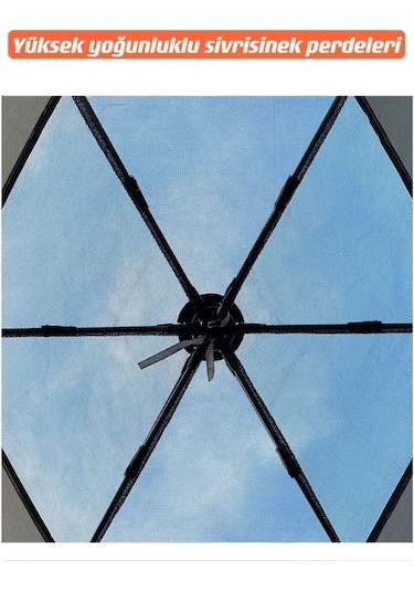 Tam Otomatik Su Ve Rüzgar Geçirmez Gölgelikli Altıgen Aile Çadırı 280x240x155 Cm Bej Bej