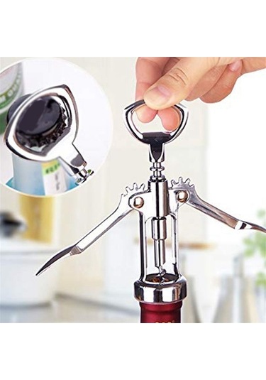 Taşınabilir Şarap Açacakları - Paslanmaz Çelik, Gümüş, Kırmızı Şarap Açacağı Gümüş