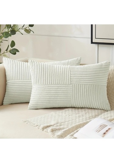 Trendooze Sunshine022 2 Adet Kadife Yastık 40x60 Cm Bej Renk Yatak Odası Oturma Odası Bej