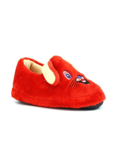 Kulakcıklı Kreş Ev Okul Ayakkabısı Unisex Bebek Çocuk Panduf Kırmızı