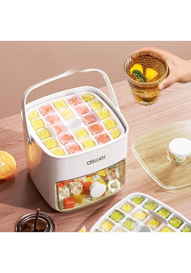 Jian Fan Buz Kutusu Yapmak İçin Buz Küplerine Bas, Büyük Kapasiteli Buz Deposu - Beyaz Beyaz