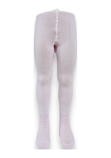 Çizgili Pamuklu Çocuk Külotlu Çorap Pembe