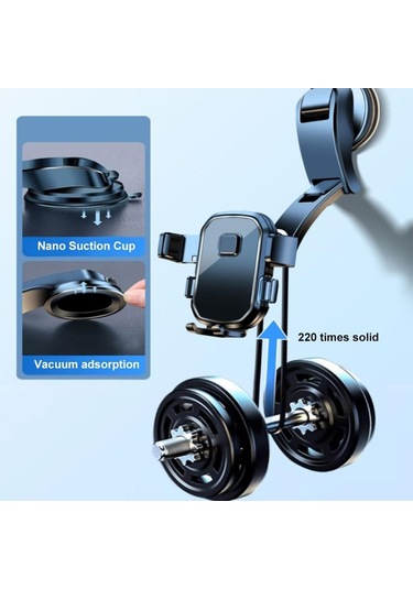 Seametal Araç Telefonu Tutucu Araç Montaj Tutucu Vantuz 360 Cep Telefonu Desteği İçin Ayarlanabilir Stand