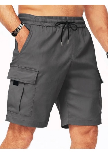 Erkek Kargo Şort - Çok Cep, Elastik Kemer, Yaz Ve Spor Kullanımı Mavi