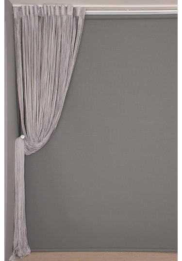 Düz İp Model Gri Renk Hazır İp Perde 300 270 Gri