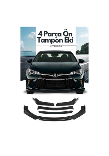 4 Parça Ön Lip Universal Ön Tampon Eki Piano Black Siyah Renk