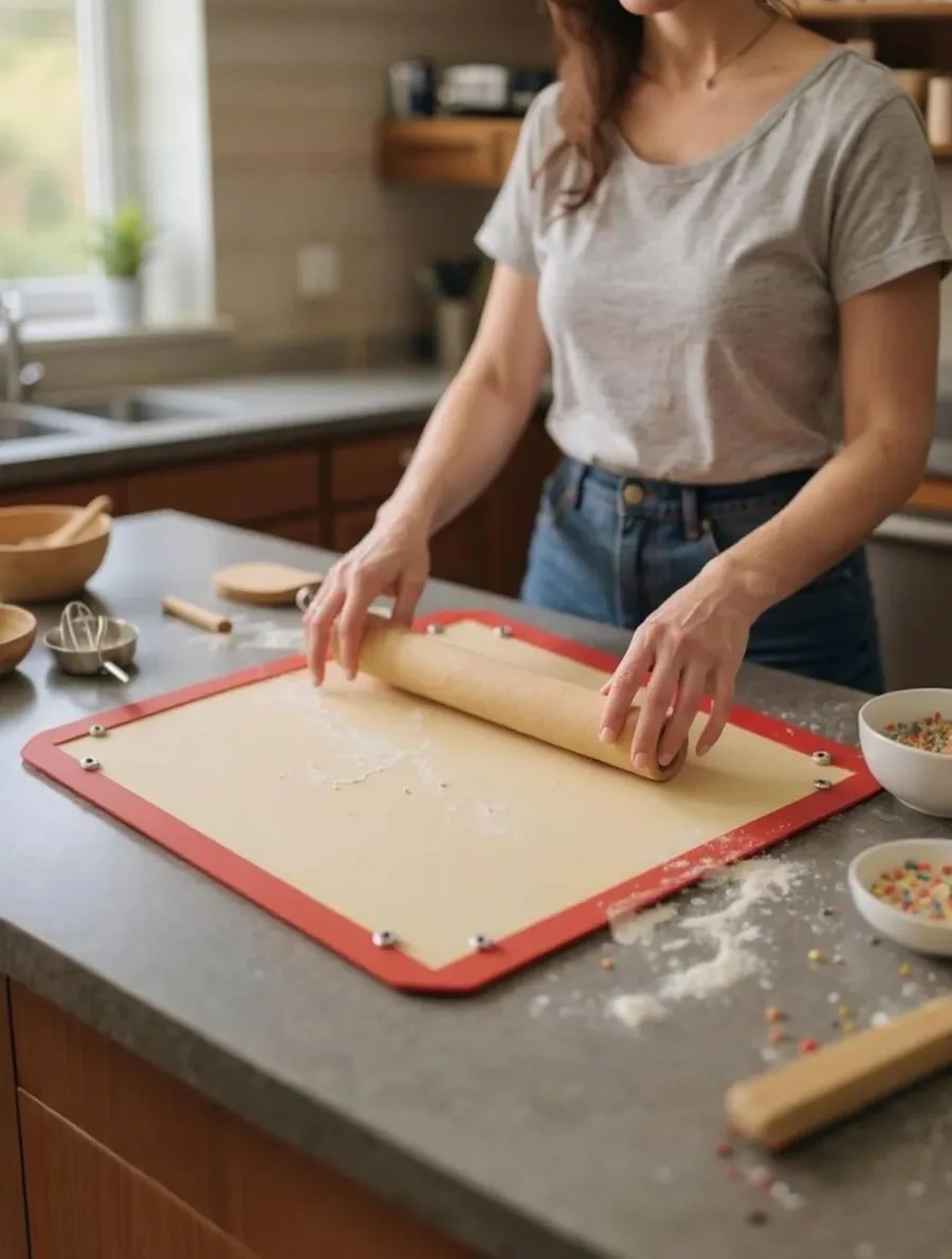 Vesna Krasna Yapışmaz Çok Amaçlı Yeniden Kullanılabilir Düğmeli Pişirme Matı 348298111 Kahverengi