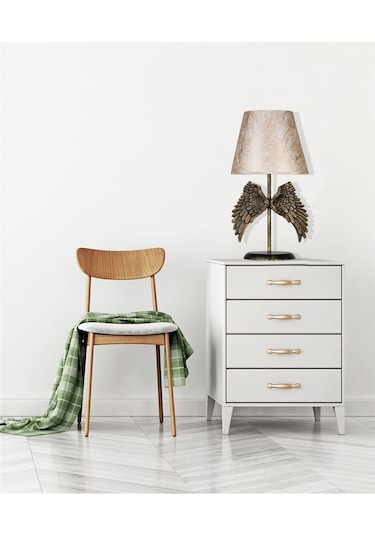 Qdec Modern Dizayn Melek Abajur Gold-Siyah Altın - Siyah