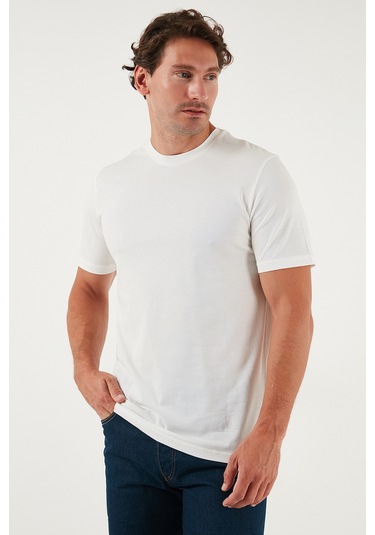 Buratti Pamuklu Regular Fit Bisiklet Yaka Erkek T Shirt 59020204 Ekru