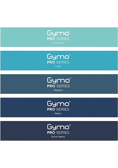 Gymo Pro Series Çantalı Direnç Bandı Fitness Pilates Esnetme Lastiği 5'li Set Mavi