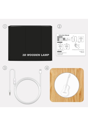 Homyl Usb Düşük Güç Enerji Led Gece Lambası Işık 3d Odun