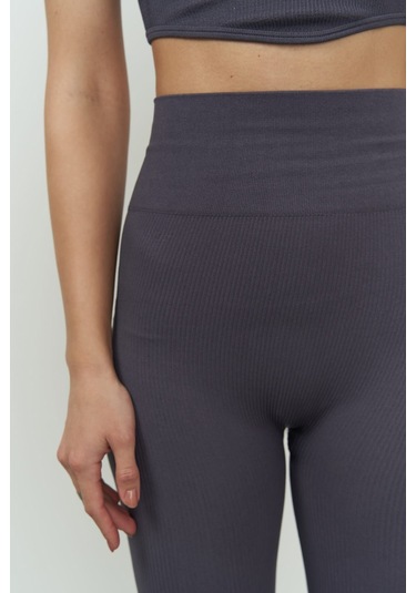 Jade Antrasit Dikişsiz Fitilli Tayt Antrasit