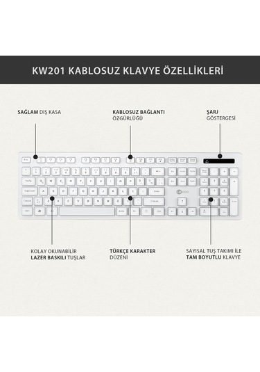 Lecoo KW201 Kablosuz Türkçe Q  Klavye & Mouse Set
