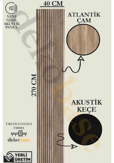 Atlantik Çam 40x270 Yeni Nesil Akustik Ahşap Duvar Paneli