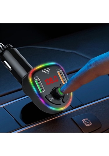 Sones P24 1 Type-c + 2 Usb Araç Şarj Cihazı Araç Bluetooth Müzik Çalar Gerilim Algılama