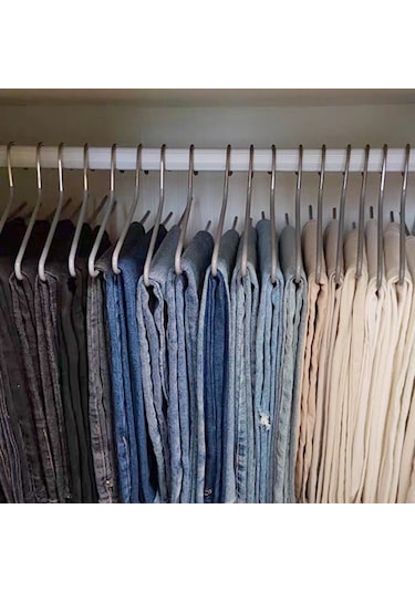 Cbtx 10 Adet 29 Cm Z Şekilli Pantolon Askısı Kaz Elbise Kaymaz Depolama Rafları Ters-siyah Siyah