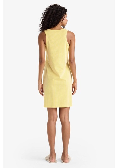 Defacto Regular Fit U Yaka Baskılı Kolsuz Gecelik-fall İn Love F6078ax25hsyl117 Sarı