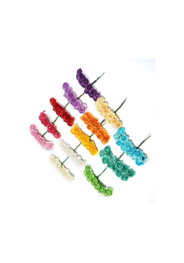 Hangfox El Yapımı Mor Kağıt Gülleri - 12 Demet 12 Adet/demet - 2.5 Cm Çaplı - Düğün, Parti Ve Dekorasyon İçin