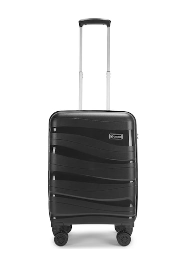 Wexta Wx-pp10 Dalgalı Siyah Kabin Boy Polipropılen Valiz Siyah