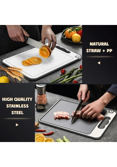 Liangmei 1 Adet Paslanmaz Çelik Kesme Tahtası Çift Taraflı Kesme -