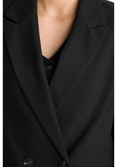 Defacto Oversize Geniş Kalıp Ceket Yaka Blazer Ceket E7732ax25aubk81 Siyah