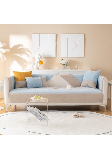 Mavi Su Geçirmez Kanepe Kapakları Kaymaz Kanepe Minderi Oturma Odası Ev Dekor İçin Evrensel Kanepe Kapakları 70x70cm s