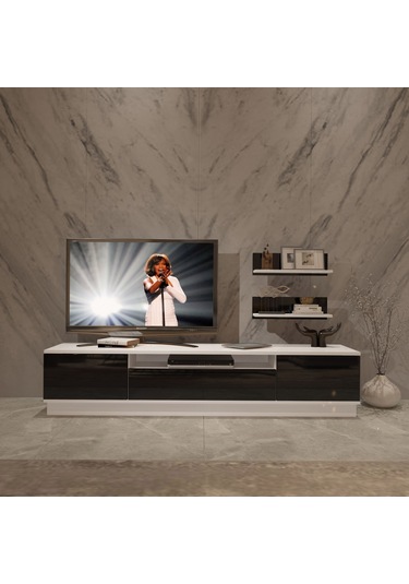 Decoraktiv Trio 4s Mdf Tv Ünitesi Tv Sehpası Beyaz - Siyah