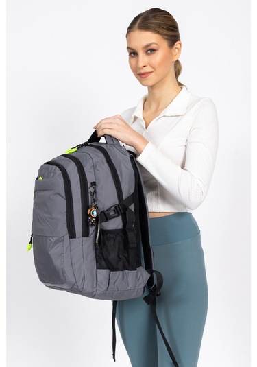 Fermuarlı Geniş Bölmeli Spor & Okul Sırt Çantası Hafif, Ergonomik Ve Dayanıklı Tasarım - Gri Gri