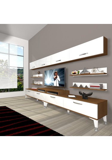 Decoraktiv Ekoflex 360y Slm Silver Tv Ünitesi Tv Sehpası Ceviz - Beyaz