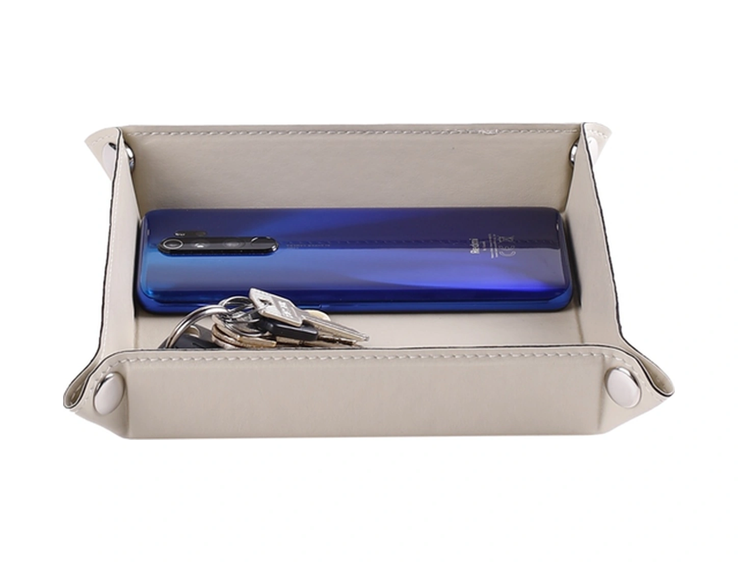 Masaüstü Organizer Düzenleyici Deri Dekoratif Sepet Kare Desktop Organizer Rainbow Vegan 16,5x16,5 Cm