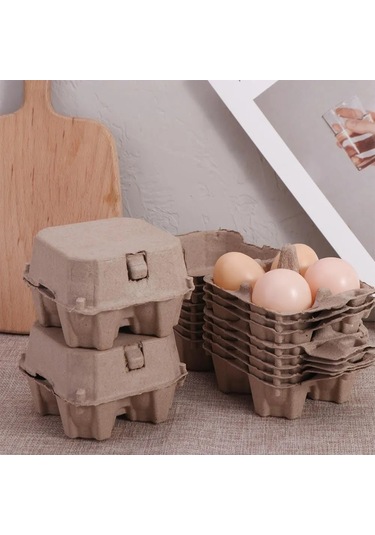 Honmex Dayanıklı Kağıtlı Yumurta Kutusu, Yeniden Kullanılabilir Ve Yığılabilir, 10 Adet, 10.2x10.2x7.2 Cm Haki