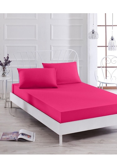 Aslans Ranforce Çift Kişilik Kumaş Çarşaf Seti Fuşya 160x200