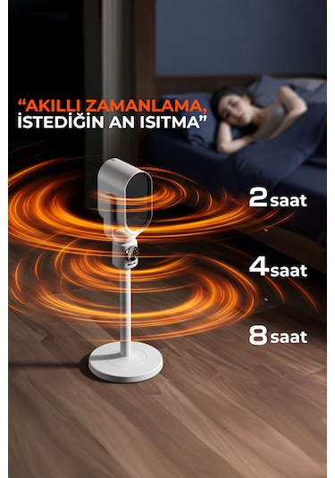 Robo Teleskopik Ayaklı Isıtıcı Beyaz