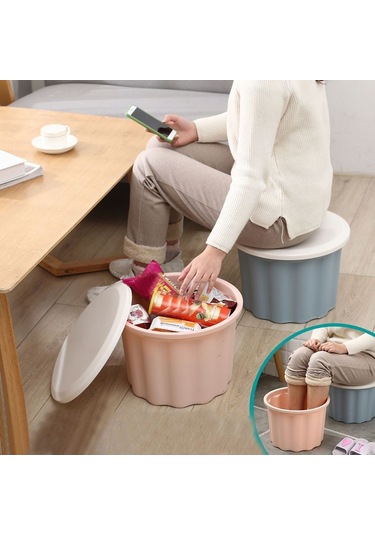 Sones Çok Amaçlı Ev Plastik Saklama Taburesi Çeşitli Atıştırmalıklar İçin, Renk: Küçük Lotus Pembesi