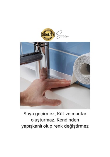 Ekstra Kalın 3.35 Mt Banyo Küvet Duşakabin Mutfak Tezgah Lavabo Su Sızdırmaz Kenar Bandı Beyaz Bant