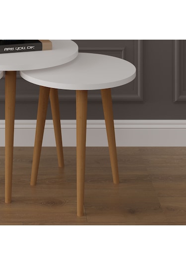 3 Lü Yuvarlak Zigon Sehpa Ahşap Ayaklı-sehpa01-beyaz