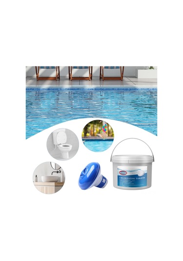 Yifomall 250 Adet Uzun Süreli Klor Tabletleri - Havuz Ve Jakuzi İçin Temiz Su Ve Pas Önleyici, Güneş Koruyuculu