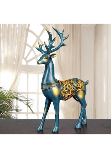 Homyl Yılbaşı Mavisi Için Çift Geyik Süs Reçine Mavi Tarif Edildiği Gibi