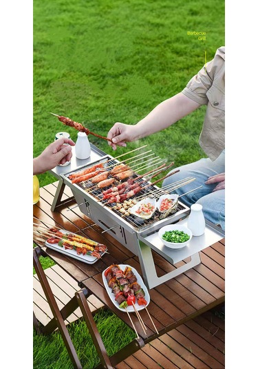 Shufa Taşınabilir Paslanmaz Çelik Mangal / Barbekü Hediye Taşıma Çantası Dahil Gri