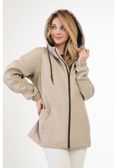 Riverstorm Kadın Taş Kapüşonlu Su Geçirmez Ve Rüzgara Dayanıklı İçi Astarlı Cepli Yağmurluk - Rüzgarlık Taş